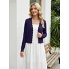 image:imageGRECERELLE Womens Lightweight Cropped Cardigan Sweater Scalloped TrimNavy Blue