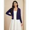 image:imageGRECERELLE Womens Lightweight Cropped Cardigan Sweater Scalloped TrimNavy Blue