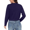 image:imageGRECERELLE Womens Lightweight Cropped Cardigan Sweater Scalloped TrimNavy Blue