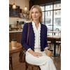 image:imageGRECERELLE Womens Lightweight Cropped Cardigan Sweater Scalloped TrimNavy Blue