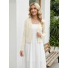 image:imageGRECERELLE Womens Lightweight Cropped Cardigan Sweater Scalloped TrimOatmeal