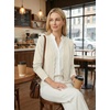 image:imageGRECERELLE Womens Lightweight Cropped Cardigan Sweater Scalloped TrimOatmeal