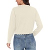image:imageGRECERELLE Womens Lightweight Cropped Cardigan Sweater Scalloped TrimOatmeal