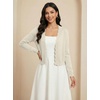 image:imageGRECERELLE Womens Lightweight Cropped Cardigan Sweater Scalloped TrimOatmeal