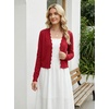 image:imageGRECERELLE Womens Lightweight Cropped Cardigan Sweater Scalloped TrimRed