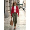 image:imageGRECERELLE Womens Lightweight Cropped Cardigan Sweater Scalloped TrimRed