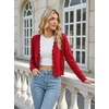 image:imageGRECERELLE Womens Lightweight Cropped Cardigan Sweater Scalloped TrimRed