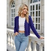 image:imageGRECERELLE Womens Lightweight Cropped Cardigan Sweater Scalloped TrimRoyal Blue