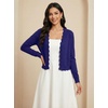 image:imageGRECERELLE Womens Lightweight Cropped Cardigan Sweater Scalloped TrimRoyal Blue
