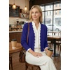 image:imageGRECERELLE Womens Lightweight Cropped Cardigan Sweater Scalloped TrimRoyal Blue