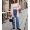 image:imageGRECERELLE Womens Lightweight Knit Long Cardigan Sweater Fall Outfits 2026Pink White