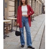 image:imageGRECERELLE Womens Lightweight Knit Long Cardigan Sweater Fall Outfits 2026Red