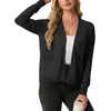 image:imageGRECERELLE Womens Lightweight Long Sleeve Open Front Knit Cardigans Sweaters with PocketsBlack