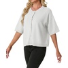 image:imageGRECERELLE Womens Lightweight Short Sleeve Cardigan Sweater Button Down Cropped Knit Top Casual Soft Summer Layering Shrug for Office Travel Vacation White