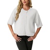 image:imageGRECERELLE Womens Lightweight Short Sleeve Cardigan Sweater Button Down Cropped Knit Top Casual Soft Summer Layering Shrug for Office Travel Vacation White