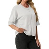 image:imageGRECERELLE Womens Lightweight Short Sleeve Cardigan Sweater Button Down Cropped Knit Top Casual Soft Summer Layering Shrug for Office Travel Vacation White