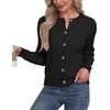 image:imageGRECERELLE Womens Long Sleeve Cable Knit Button Down Crew Neck Casual Cardigan Sweater S2XLBlack