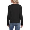 image:imageGRECERELLE Womens Long Sleeve Cable Knit Button Down Crew Neck Casual Cardigan Sweater S2XLBlack