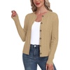 image:imageGRECERELLE Womens Long Sleeve Cable Knit Button Down Crew Neck Casual Cardigan Sweater S2XLKhaki