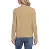 image:imageGRECERELLE Womens Long Sleeve Cable Knit Button Down Crew Neck Casual Cardigan Sweater S2XLKhaki