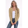 image:imageGRECERELLE Womens Long Sleeve Cable Knit Button Down Crew Neck Casual Cardigan Sweater S2XLKhaki