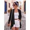 image:imageGRECERELLE Womens Long Sleeve Lightweight Cardigan Casual Open Front Draped Asymmetric Hem Cardigans with PocketsAblack