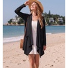 image:imageGRECERELLE Womens Long Sleeve Lightweight Cardigan Casual Open Front Draped Asymmetric Hem Cardigans with PocketsAblack