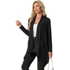 image:imageGRECERELLE Womens Long Sleeve Lightweight Cardigan Casual Open Front Draped Asymmetric Hem Cardigans with PocketsAblack