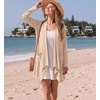 image:imageGRECERELLE Womens Long Sleeve Lightweight Cardigan Casual Open Front Draped Asymmetric Hem Cardigans with PocketsApricot