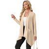image:imageGRECERELLE Womens Long Sleeve Lightweight Cardigan Casual Open Front Draped Asymmetric Hem Cardigans with PocketsApricot