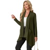 image:imageGRECERELLE Womens Long Sleeve Lightweight Cardigan Casual Open Front Draped Asymmetric Hem Cardigans with PocketsArmy Green