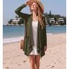 image:imageGRECERELLE Womens Long Sleeve Lightweight Cardigan Casual Open Front Draped Asymmetric Hem Cardigans with PocketsArmy Green