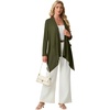 image:imageGRECERELLE Womens Long Sleeve Lightweight Cardigan Casual Open Front Draped Asymmetric Hem Cardigans with PocketsArmy Green