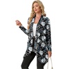 image:imageGRECERELLE Womens Long Sleeve Lightweight Cardigan Casual Open Front Draped Asymmetric Hem Cardigans with PocketsBlack White Lily
