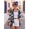image:imageGRECERELLE Womens Long Sleeve Lightweight Cardigan Casual Open Front Draped Asymmetric Hem Cardigans with PocketsBlack White Lily