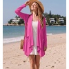 image:imageGRECERELLE Womens Long Sleeve Lightweight Cardigan Casual Open Front Draped Asymmetric Hem Cardigans with PocketsHot Pink