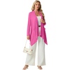 image:imageGRECERELLE Womens Long Sleeve Lightweight Cardigan Casual Open Front Draped Asymmetric Hem Cardigans with PocketsHot Pink