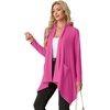 image:imageGRECERELLE Womens Long Sleeve Lightweight Cardigan Casual Open Front Draped Asymmetric Hem Cardigans with PocketsHot Pink