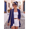image:imageGRECERELLE Womens Long Sleeve Lightweight Cardigan Casual Open Front Draped Asymmetric Hem Cardigans with PocketsNavy Blue