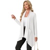 image:imageGRECERELLE Womens Long Sleeve Lightweight Cardigan Casual Open Front Draped Asymmetric Hem Cardigans with PocketsWhite