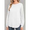 image:imageGRECERELLE Womens Long Sleeve Lightweight Crewneck Sweater Tops Casual Soft Knit Pullover JumperWhite