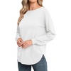 image:imageGRECERELLE Womens Long Sleeve Lightweight Crewneck Sweater Tops Casual Soft Knit Pullover JumperWhite