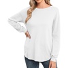 image:imageGRECERELLE Womens Long Sleeve Lightweight Crewneck Sweater Tops Casual Soft Knit Pullover JumperWhite
