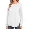 image:imageGRECERELLE Womens Long Sleeve Lightweight Crewneck Sweater Tops Casual Soft Knit Pullover JumperWhite