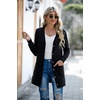 image:imageGRECERELLE Womens Long Sleeve Open Front Cardigan Button Down Ribbed Lightweight Knit Outerwear with Pocket01 Black