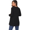 image:imageGRECERELLE Womens Long Sleeve Open Front Cardigan Button Down Ribbed Lightweight Knit Outerwear with Pocket01 Black