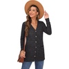 image:imageGRECERELLE Womens Long Sleeve Open Front Cardigan Button Down Ribbed Lightweight Knit Outerwear with Pocket02 Dark Gray