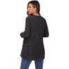 image:imageGRECERELLE Womens Long Sleeve Open Front Cardigan Button Down Ribbed Lightweight Knit Outerwear with Pocket02 Dark Gray