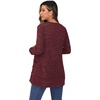 image:imageGRECERELLE Womens Long Sleeve Open Front Cardigan Button Down Ribbed Lightweight Knit Outerwear with Pocket03 Wine Red