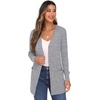 image:imageGRECERELLE Womens Long Sleeve Open Front Cardigan Button Down Ribbed Lightweight Knit Outerwear with Pocket04 Gary
